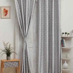 Ariana Wave Grey Polyester 7ft Door Eyelet Curtain-image-62