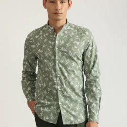 Antony Morato Green Pure Cotton Slim Fit Printed Shirt-image-15
