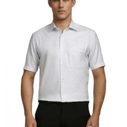 Louis Philippe White Regular Fit Checks Shirt-image-50