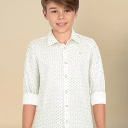 Allen Solly Boys White Cotton Polyblend Printed Shirt-picture-12