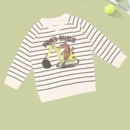 Pantaloons Baby Boys White Alyssum Striped Sweatshirt-picture-3