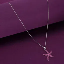 Kai Jewel Sterling Silver Starfish Studded Pendant With Chain-image-31