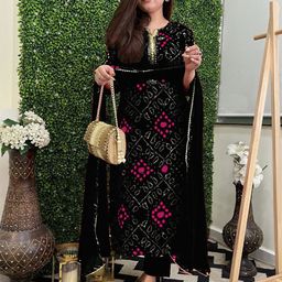 Anni Designer Bandhani Printed Regular Kurta with Trousers & With Dupatta-image-61