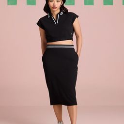 Muvazo Breezy Textured Shirt Collar Top With Skirt Co-Ords-image-27
