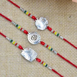 MEIRA JEWELLERY 3P Religious Religious Silver Combo Rakhi for brothers kids Silver Rakhi Set-53