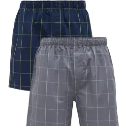 XYXX Grey & Navy Checks Boxers (Pack Of 2)-image-15