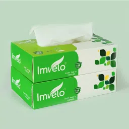 Imvelo Soft 2 Ply Facial Tissues Paper Box Pack of 2 100 Pulls, 200 Sheets Regular Home Office-1