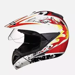 Studds N10 White Medium (570 mm) Off Road-Full Face Helmet, Motocross D3 Decor With Visor-image-56