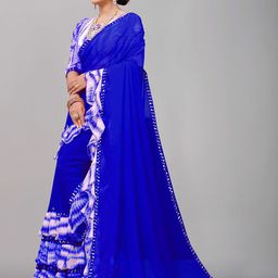 limtd Colourblocked Pure Georgette Block Print Saree image 4