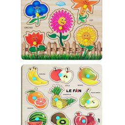 Mingkids Knob and Peg Puzzle for Kids Multicolour - 14 pieces-5