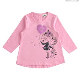 iDO Italy Cotton Full Sleeves Doll Print & Sequin T-Shirt - Pink-picture-0