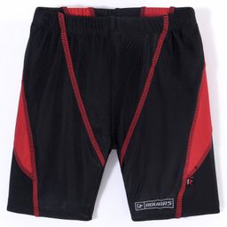 ROVARS Above Knee Length Swimming Trunk Logo Print - Black & Red-image-28