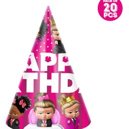 Zyozi Girl Boss Baby Theme Birthday Party Hats Happy Birthday Cone Party Hats for Kids Pink- Pack of 20-image-24