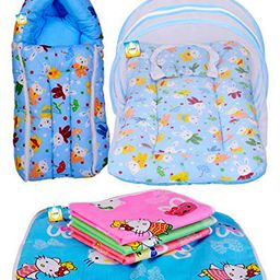Kwitchy Baby Bedding Combo Mattress with Net Sleeping Bag 4 Waterproof Sheets - Blue-11