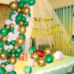 Zyozi Cabana Tent Birthday Decorations Kit For Kids Green Gold White - Pack Of 32-picture-13