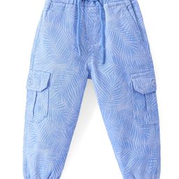 Babyhug Twill  Woven Full Length Pants Leaves Print -  Light Blue-image-37