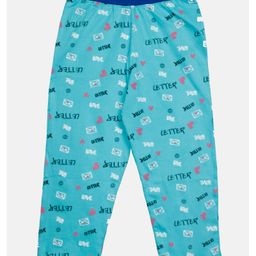 Kiddopanti Hearts & Love Text Printed Pajama Pant - Aqua Blue-image-46