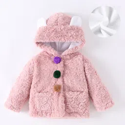 Kookie Kids Full Sleeves Jacket With Ear Applique - Pink-picture-33