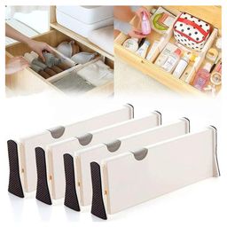 House of Quirk Plastic Drawer Dividers Organizer 4 Pack, Adjustable Separators 4" High Expandable From 149-21" For Bedroom, Bathroom, Closet, Clothing, Office, Kitchen Storage (4Pack), Black-12