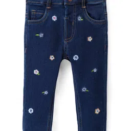 ToffyHouse Denim Woven Full Length Jeans With Floral Embroidery - Navy Blue-picture-30