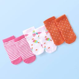 Cutewalk by Babyhug Anti-Bacterial Ankle Length Socks Ice Cream Design Pack of 3 - Multicolour-image-95