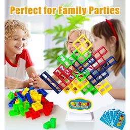 Sanjary Swinging Tower Building Blocks With 22 Action Cards & 32 Blocks Toy for kids -Color & Design May Vary-13