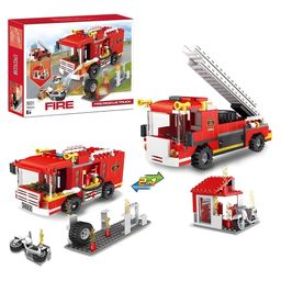 Elecart 2-in-1 City Fire Truck Building Blocks Set Build and Play with Fire Rescue Construction Games 184 Pieces-6