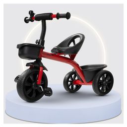 Baybee Thunder Baby Tricycle for Kids, Smart Plug & Play Kids Cycle with Eva Wheels, Bell, Storage Baskets & High Backrest (Red)-picture-3