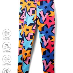 Pine Active Knit Super Stretch Leggings With Star Print - Multicolor-image-26