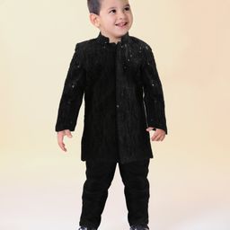 BAD BOYS Cotton Blend Full Sleeves Embroidered Jodhpuri Blazer With Cotton Inner T-Shirt And Pant Set- Black-image-44