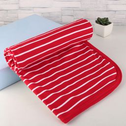Zero Interlock Knit Hand & Face Towel With Stripes 84 x 81 cm - Red-image-7