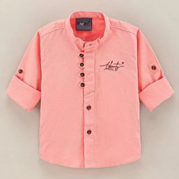Dapper Dudes Full Sleeves Liberty Text Embroidered Shirt - Pink-image-9
