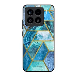 QRIOH Turquoise Geometrical Marble Real Glass Mi15 5G Back Case-image-97