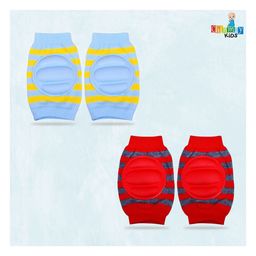 Chinmay Kids Crawling Anti-Slip Padded Stretchable Elastic Cotton Soft Breathable Comfortable Knee & Elbow Cap with Lining Pattern Pack of 2 - Multicolour image 2