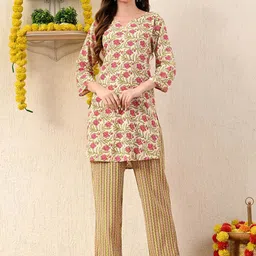 KEOSA Floral Printed Tunic & Trousers Co-Ords-picture-0