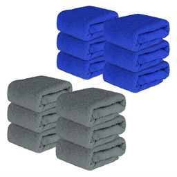 Kuber Industries 12-Pcs Grey & Blue Pure Cotton 250 GSM Face Towels-65