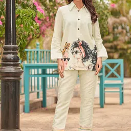 Varanga Printed Pure Cotton Shirt Collar Shirt With Trousers Co-Ords-image-27