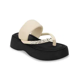 Truffle Collection Embellished PU Block Sandals-72