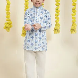 Cutiekins Boys Floral Printed Regular Kurta with Pyjamas-17