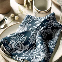 Vargottam 12Pcs White & Teal-Blue Printed Cotton Table Napkins image 5