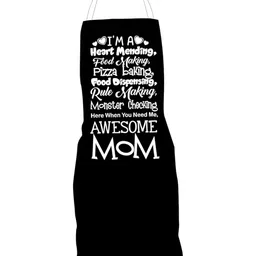 THEYAYACAFE Mother's Day Black & White Printed Velvet Waterproof Apron-36
