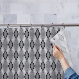 ArtzFolio Grey & Black Printed Waterproof Shower Curtain-image-102