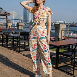 Zink London Floral Print Flutter Sleeve Top-image-73