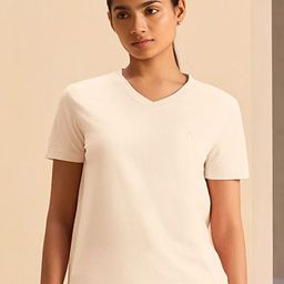 ALONGE Women Plus Size V-Neck Cotton T-shirt-53