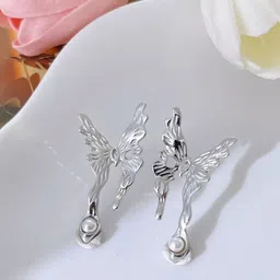 FIMBUL Silver-Plated Pearls Beaded Animal Shaped Drop Earrings-33