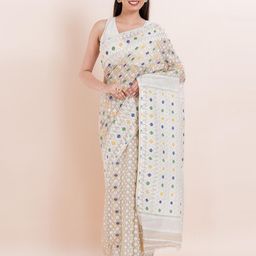PUKU Ethnic Motifs Woven Design Jamdani Saree-image-86