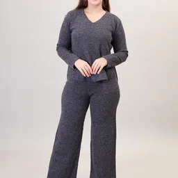 Camey Long Sleeve V-Neck Sweater & Trouser Co-Ords-image-10