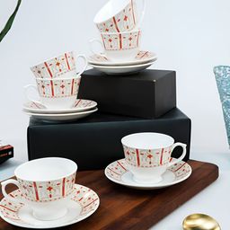 UPC Set of 6 Pieces Ceramic Glossy Cups 180ml & Saucer-23
