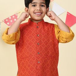 Fabindia Boys Printed Cotton Nehru Jacket-image-38