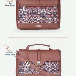 ZOUK Floral Printed Structured Satchel image 5